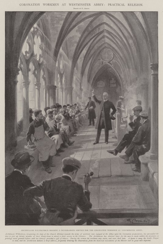Kroningsarbeiders in Westminster Abbey, praktische religie door G.S. Amato