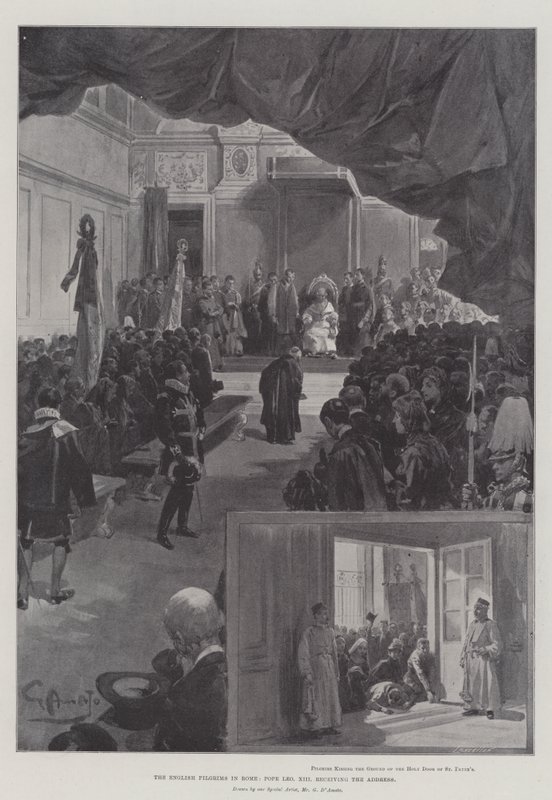 De Engelse pelgrims in Rome, paus Leo XIII ontvangt het adres door G.S. Amato