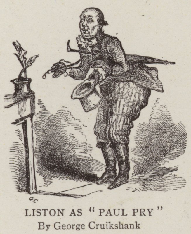 Liston als Paul Pry door George Cruikshank