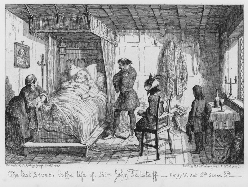 De laatste scène in het leven van Sir John Falstaff door George Cruikshank