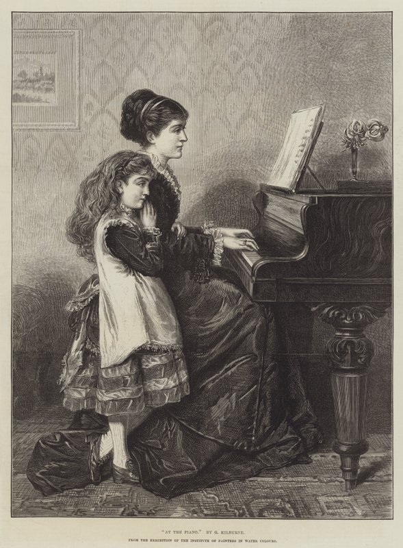 Aan de piano door George Goodwin Kilburne