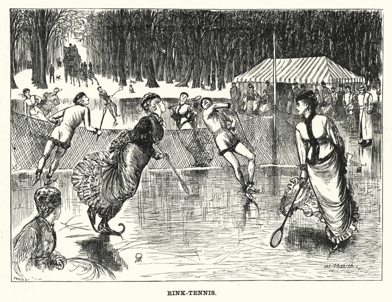 Punch cartoon: Rink-Tennis (gravure) door George (after) Du Maurier