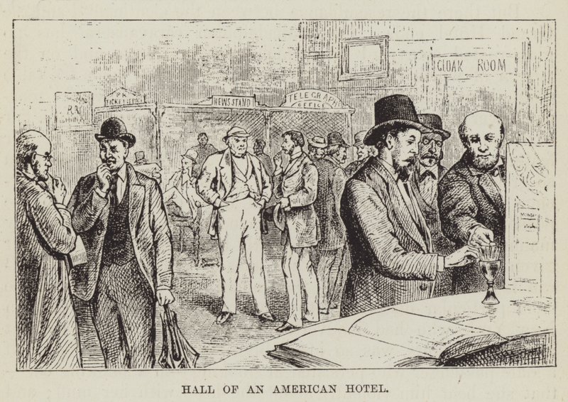 Hal van een Amerikaans hotel door George Augustus Sala