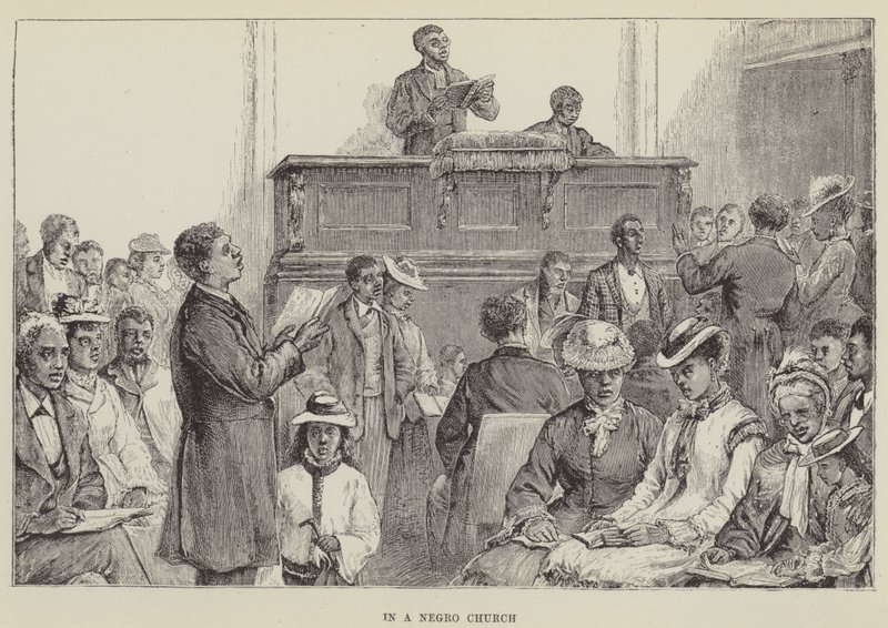 In een zwarte kerk (gravure) door George Augustus Sala