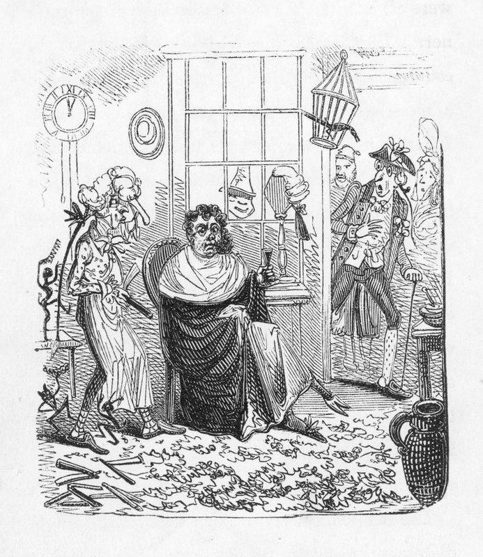Bij de kapper door George Cruikshank