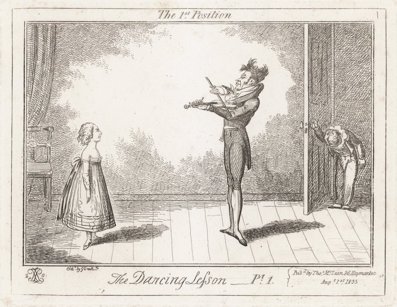 De dansles: de eerste positie door George Cruikshank