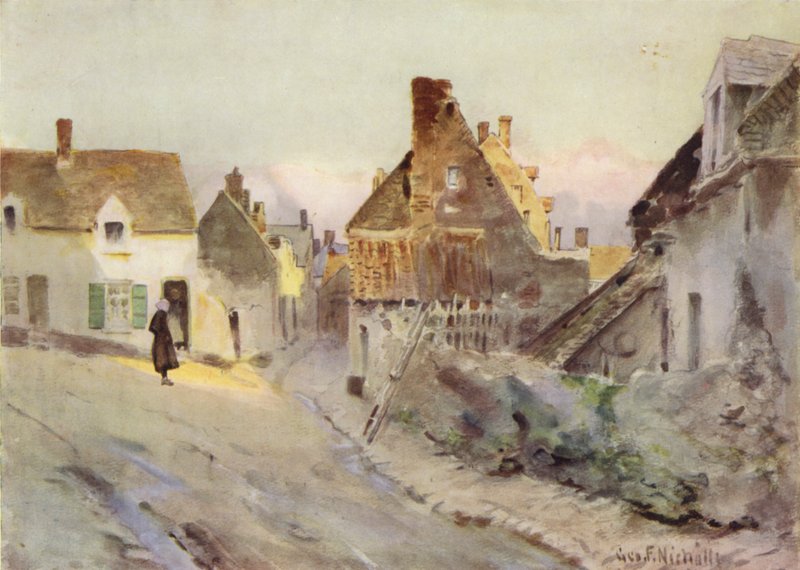 Een Oude Straat in Etaples door George Franck Nicholls