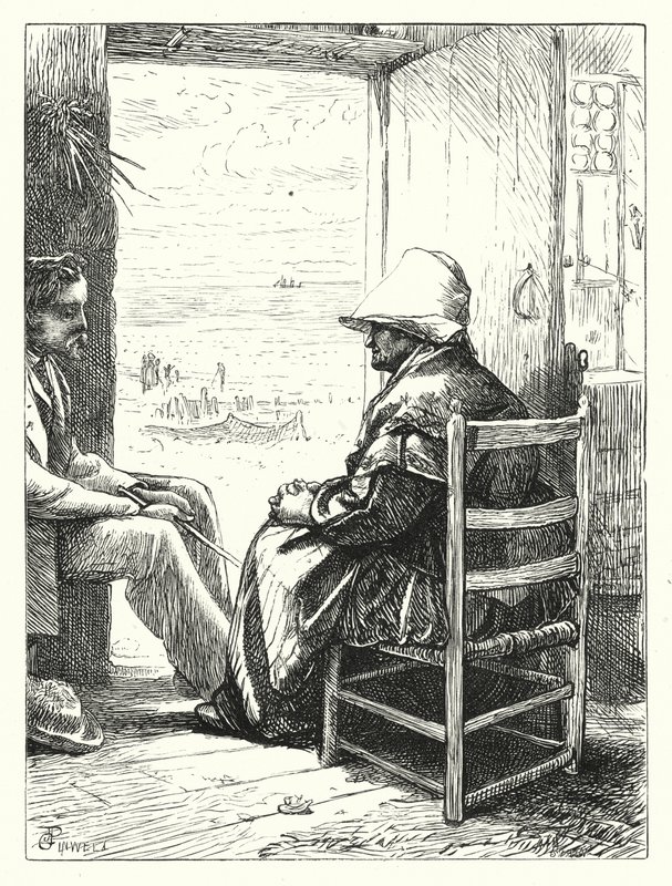 Hexameters aan zee (gravure) door George John Pinwell