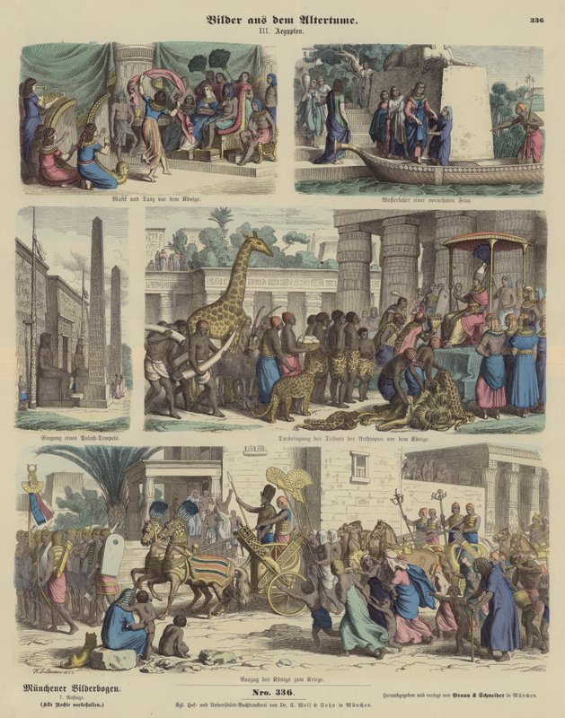 Oud Egypte (gekleurde gravure) door German School