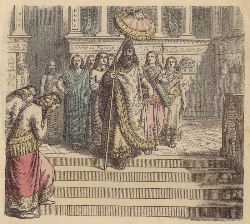 Assyrische koning en zijn gevolg door German School