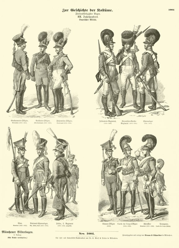 Beierse militaire uniformen, begin 19e eeuw door German School