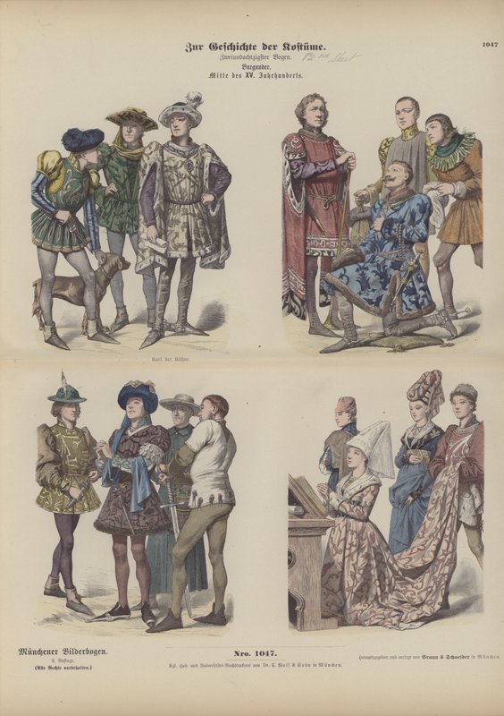 Bourgondische kleding, 15e eeuw door German School