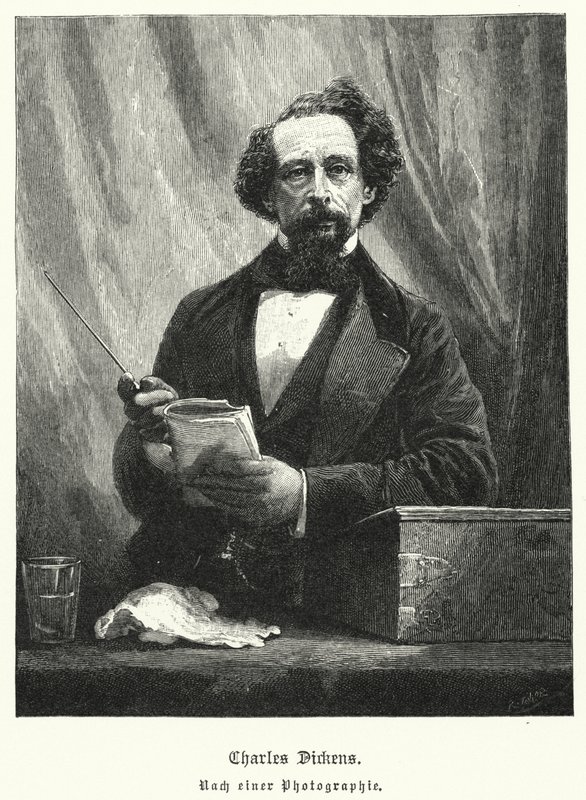 Charles Dickens, Engelse romanschrijver (litho) door German School