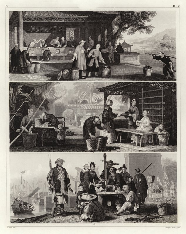 Chinese scènes (gravure) door German School