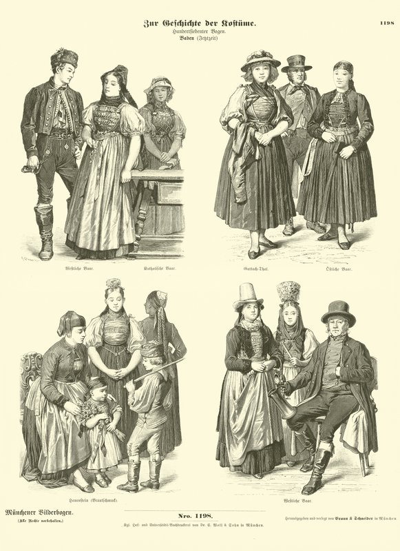 Kostuums uit Baden, Duitsland, 19e eeuw door German School