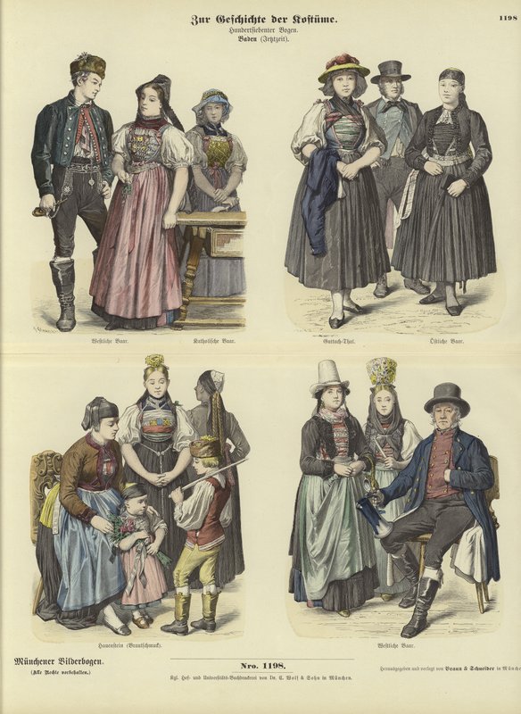 Kostuums uit Baden, Duitsland, 19e eeuw door German School