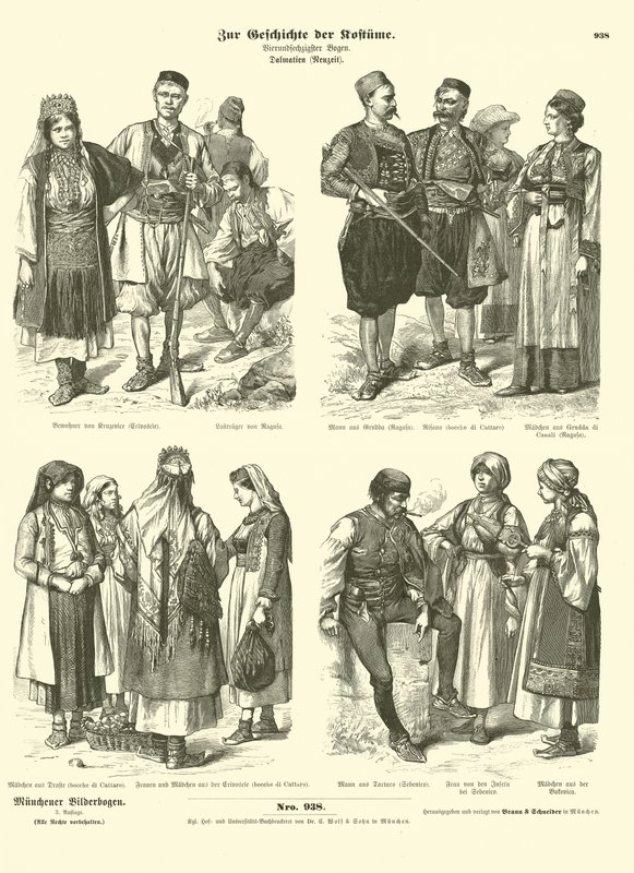 Dalmatische kostuums, late 19e eeuw door German School