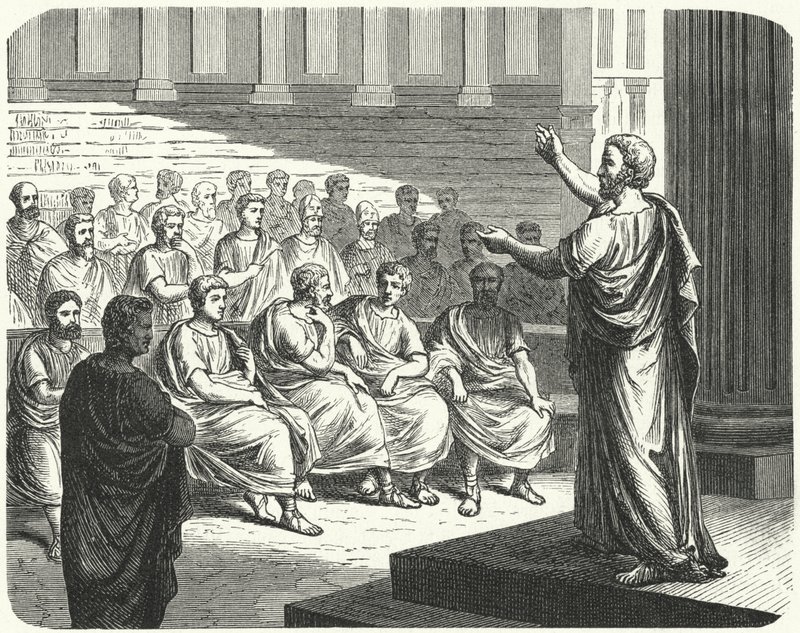 Demosthenes spreekt tegen Filips II van Macedonië door German School