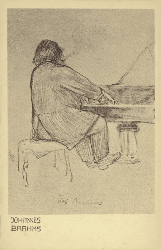 Johannes Brahms speelt piano door German School