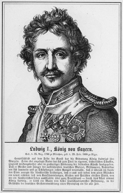 Ludwig I, Koning van Beieren (gravure) door German School