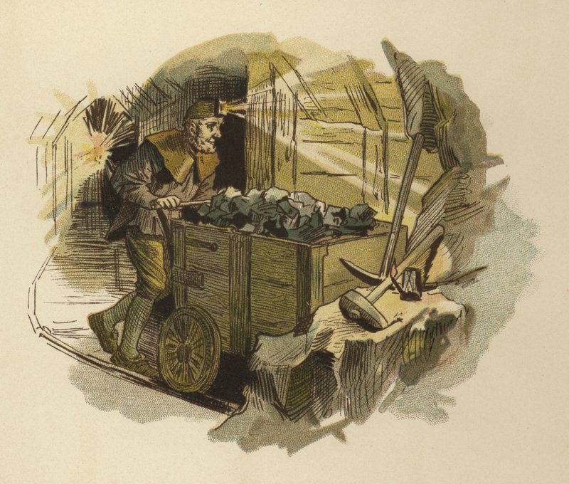 Mijnwerker (kleur litho) door German School