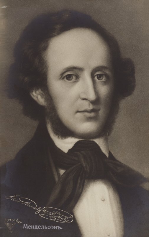 Portret van Felix Mendelssohn door German School