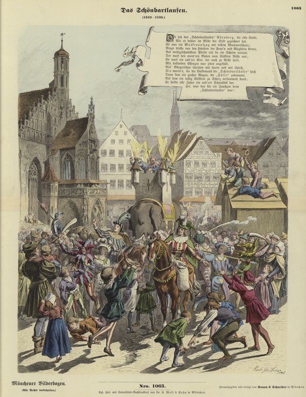 Processie van de Schoenbartlaufen, Neurenberg, Duitsland, 1349-1539 door German School