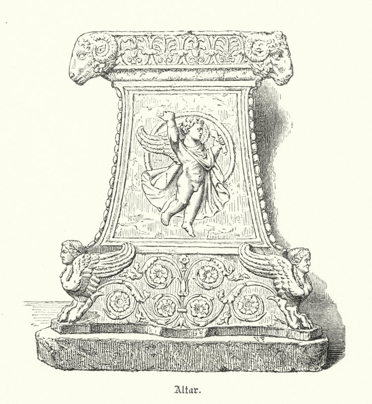 Romeins religieus altaar (gravure) door German School