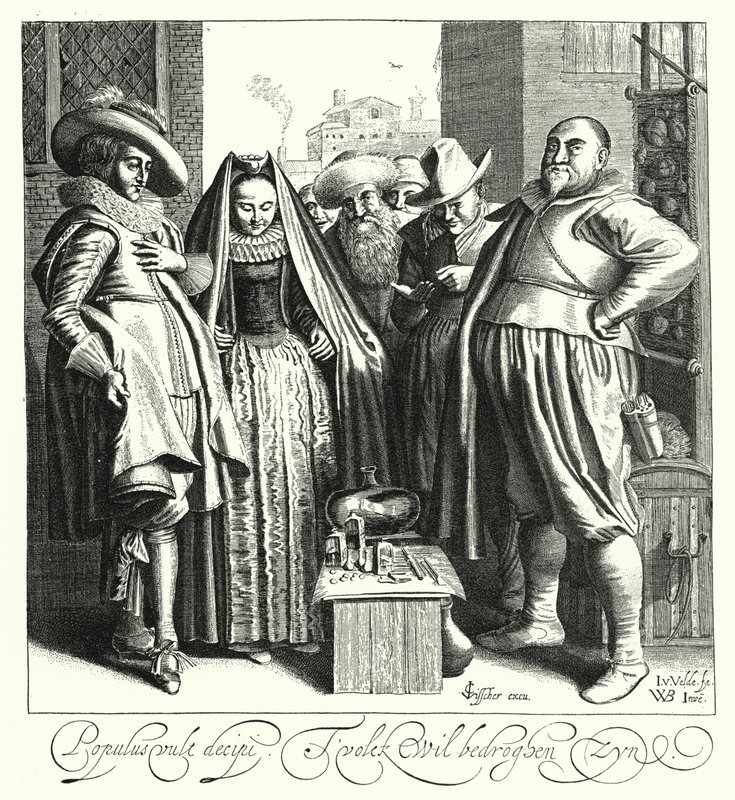 De kwakzalver (gravure) door German School