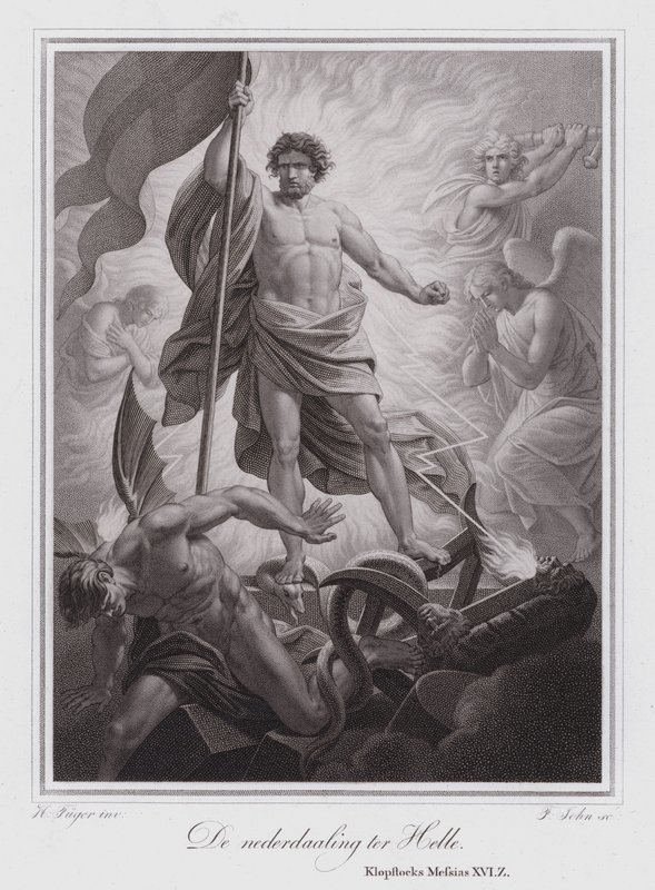 De afdaling in de hel (gravure) door German School
