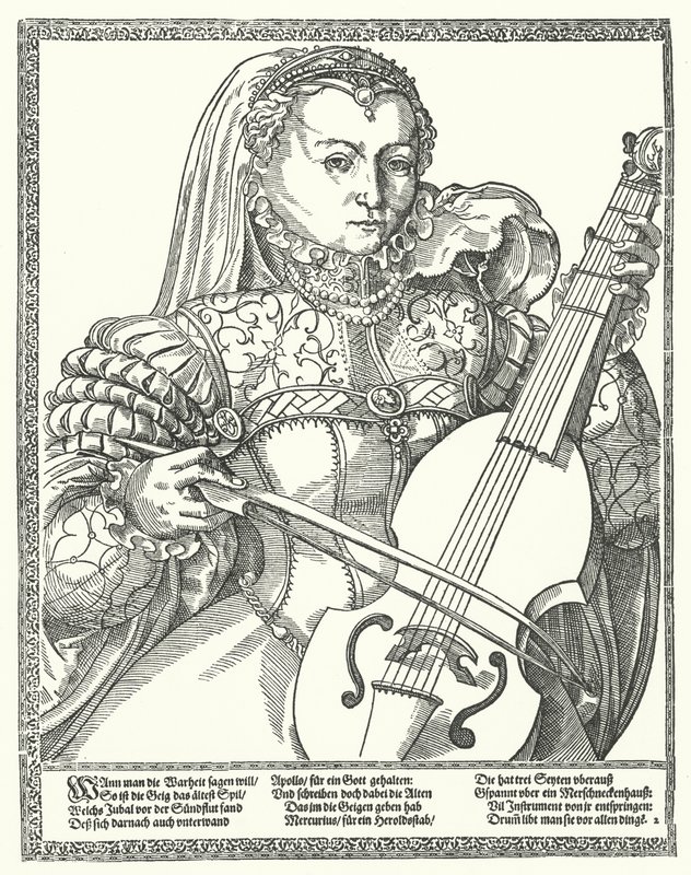 Vrouw die een cello speelt (gravure) door German School