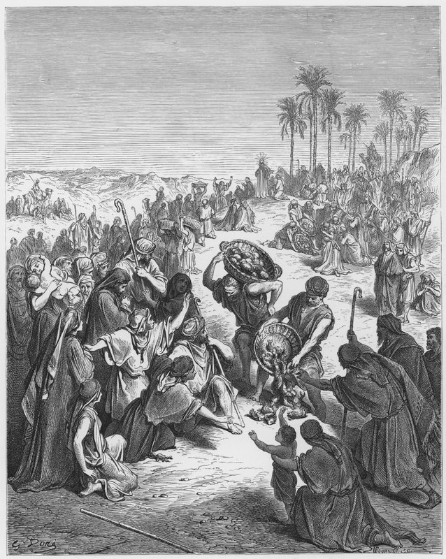 Christus voedt de menigte door Gustave Dore