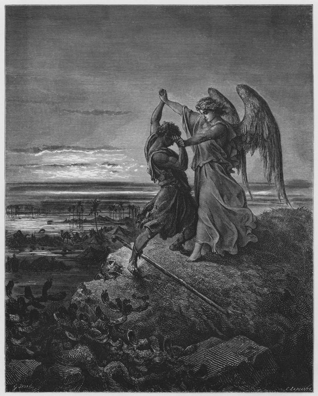 Jakob worstelt met de engel door Gustave Dore
