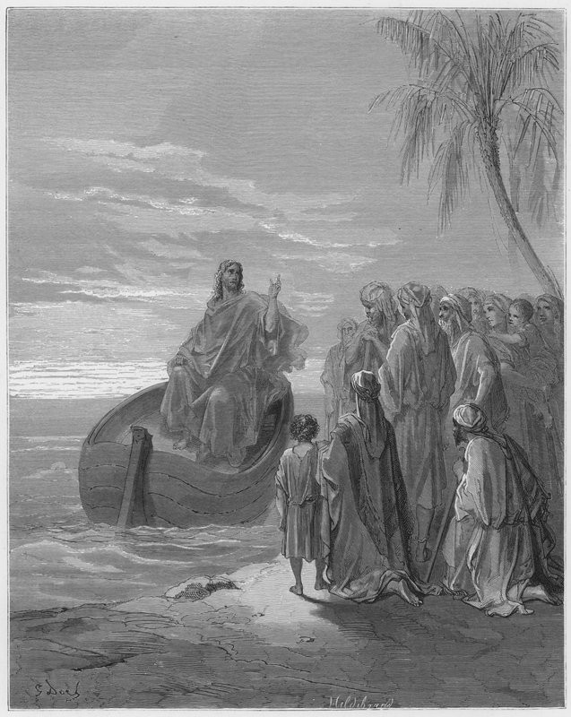 Jezus predikt aan het Meer van Galilea door Gustave Dore