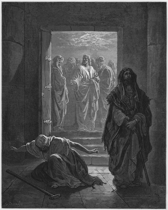 De Farizeeër en de tollenaar door Gustave Dore