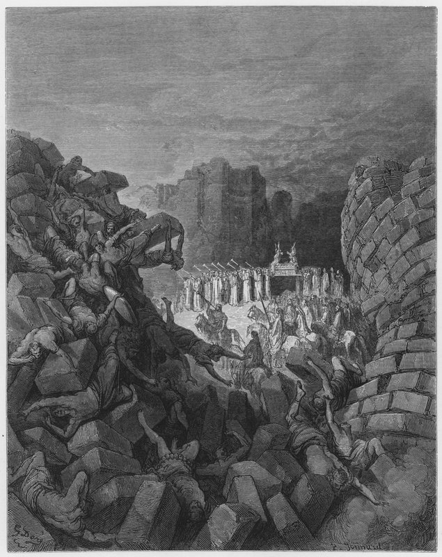 De muren van Jericho vallen neer door Gustave Dore