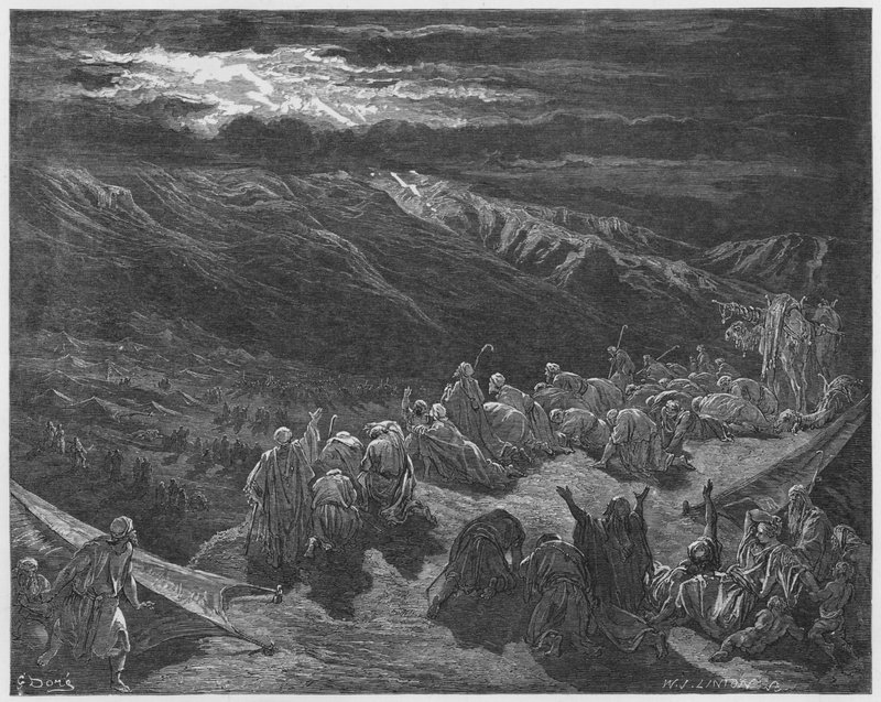 De wetgeving op de berg Sinaï door Gustave Dore