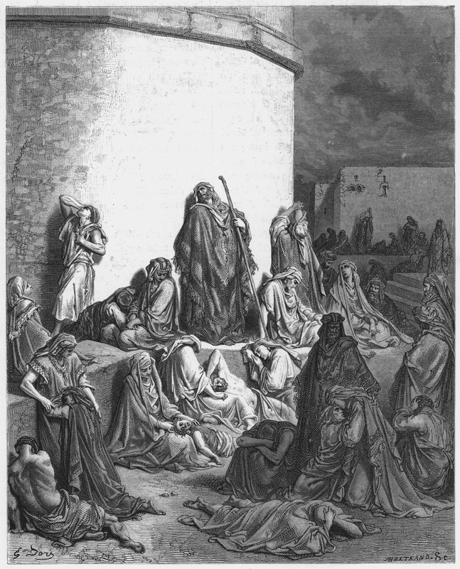 Gustave Doré Bijbel: Het volk rouwt over de ruïnes van Jeruzalem door Gustave Dore