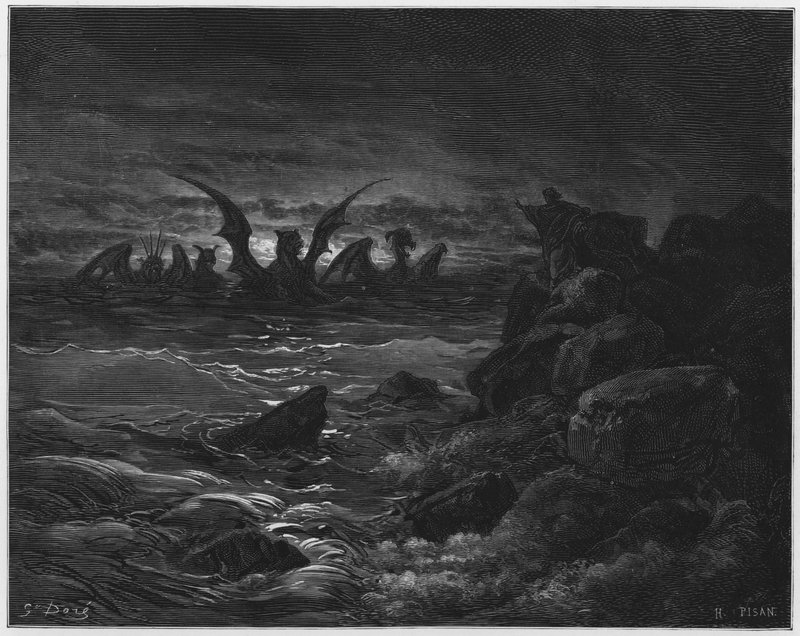 Het visioen van de vier beesten door Gustave Dore