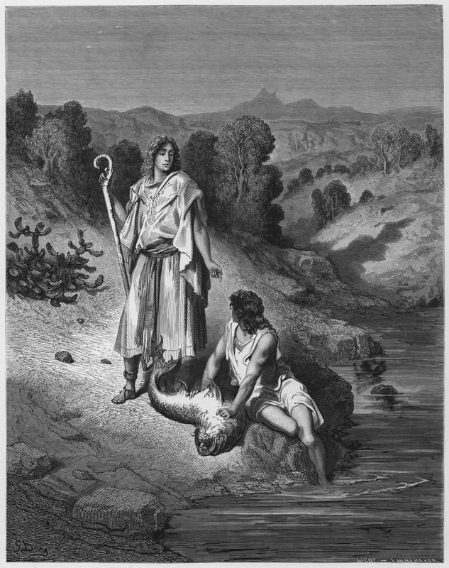 Tobias en de engel door Gustave Dore