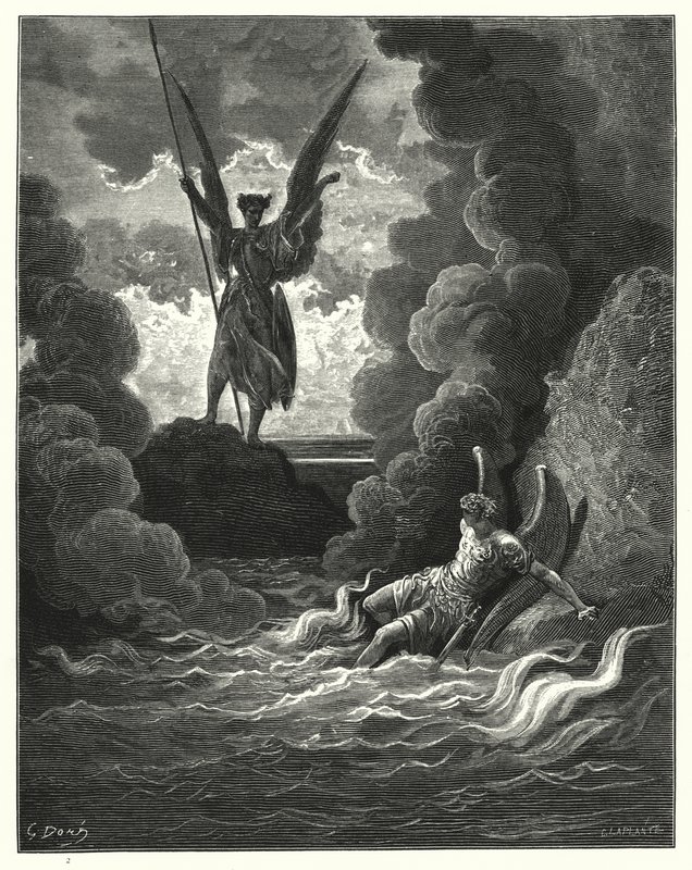 Illustratie door Gustave Doré voor Miltons Paradise Lost, Boek I, regels 221, 222 door Gustave Dore