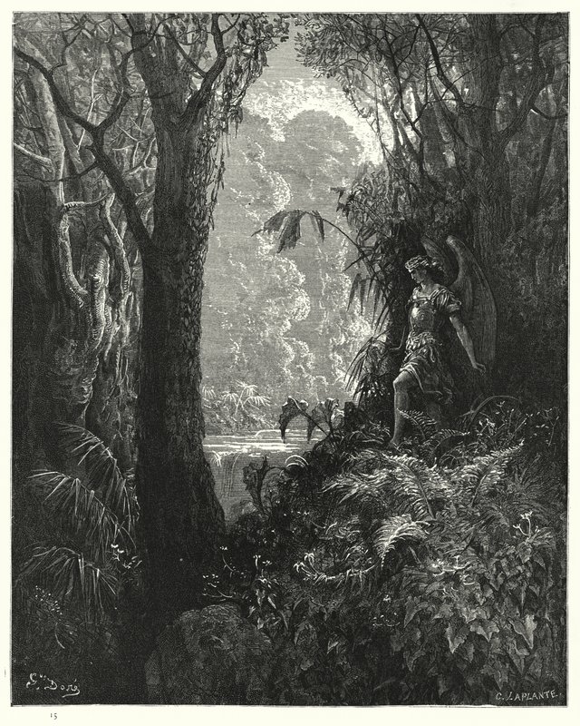 Illustratie van Gustave Doré voor Miltons Paradise Lost, Boek IV, regel 247 door Gustave Dore