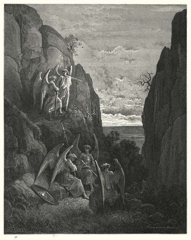 Illustratie van Gustave Doré voor Miltons Paradise Lost, Boek IV, regels 589, 590 door Gustave Dore