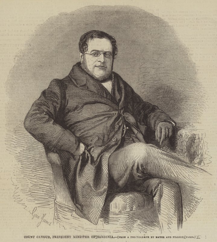 Graaf Cavour, President Minister van Sardinië door Gustave Janet