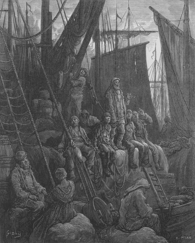 Aan boord door Gustave after Dore