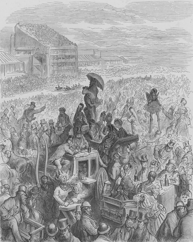 Op De Derby, De Lunch In Het Voertuig door Gustave after Dore