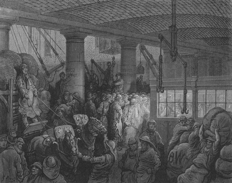 Docks Sainte-Catherine door Gustave after Dore