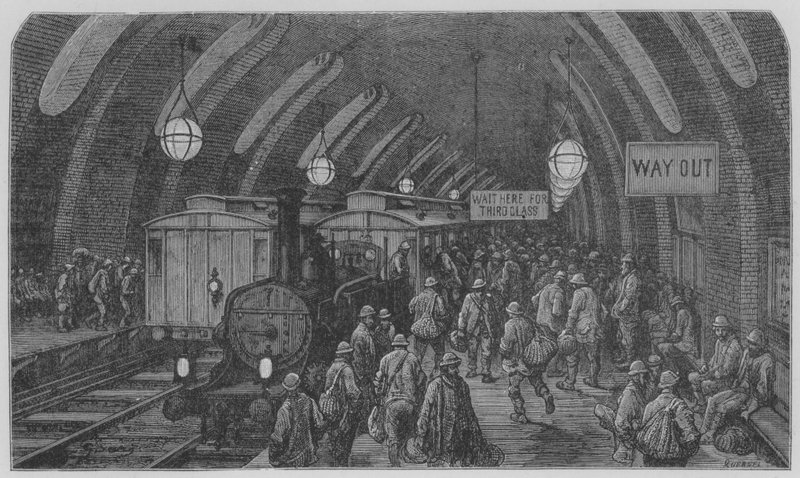 Station van een spoorweg in de stad door Gustave after Dore