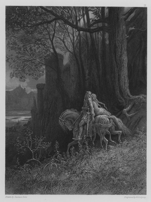 Geraint en Enid rijden weg door Gustave after Dore