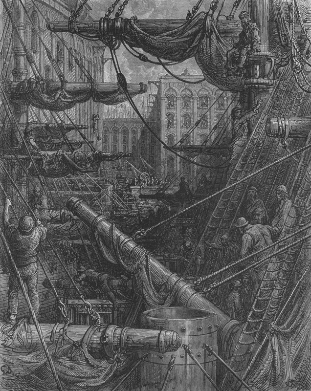Interieur van de Docks door Gustave after Dore